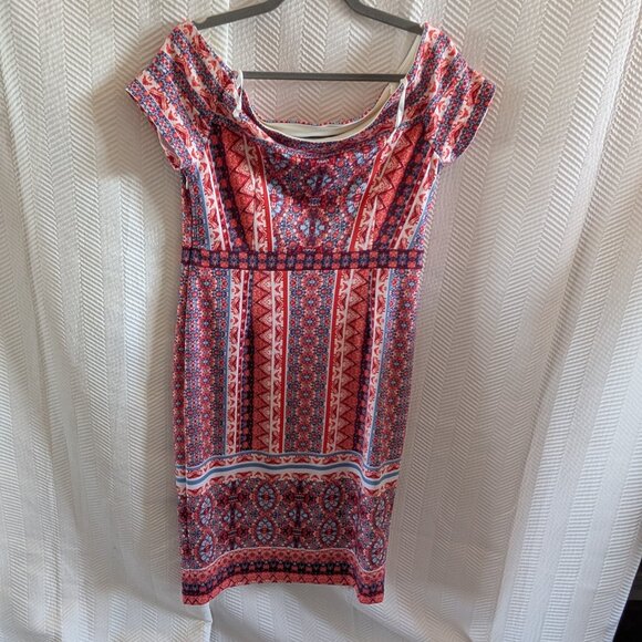 Maggy London Melanie Lyne Off The Shoulder Scuba Midi Dress Size 12 Bodycon - Picture 4 of 12